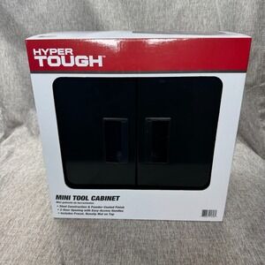 Hyper Tough Mini Tool Cabinet Black Steel 2 Door Workbench Storage NIB